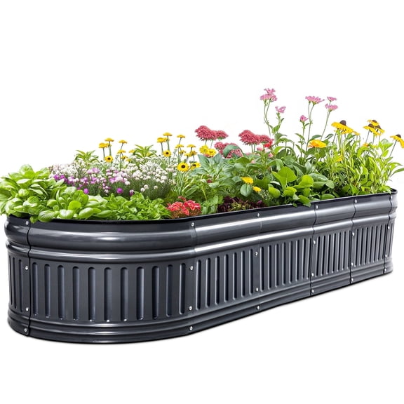 King Bird 6x2x1 ft Raised Garden Bed Kit Elevated Planter Box Galvanized Steel for Indoor Outdoor for Vegetables Flowers Patio Gardening Dark Gray