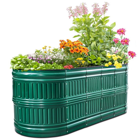 King Bird 6x2x2 ft Raised Garden Bed Kit Elevated Planter Box Galvanized Steel for Indoor Outdoor for Vegetables Flowers Patio Gardening 2 in 1 Dark Green