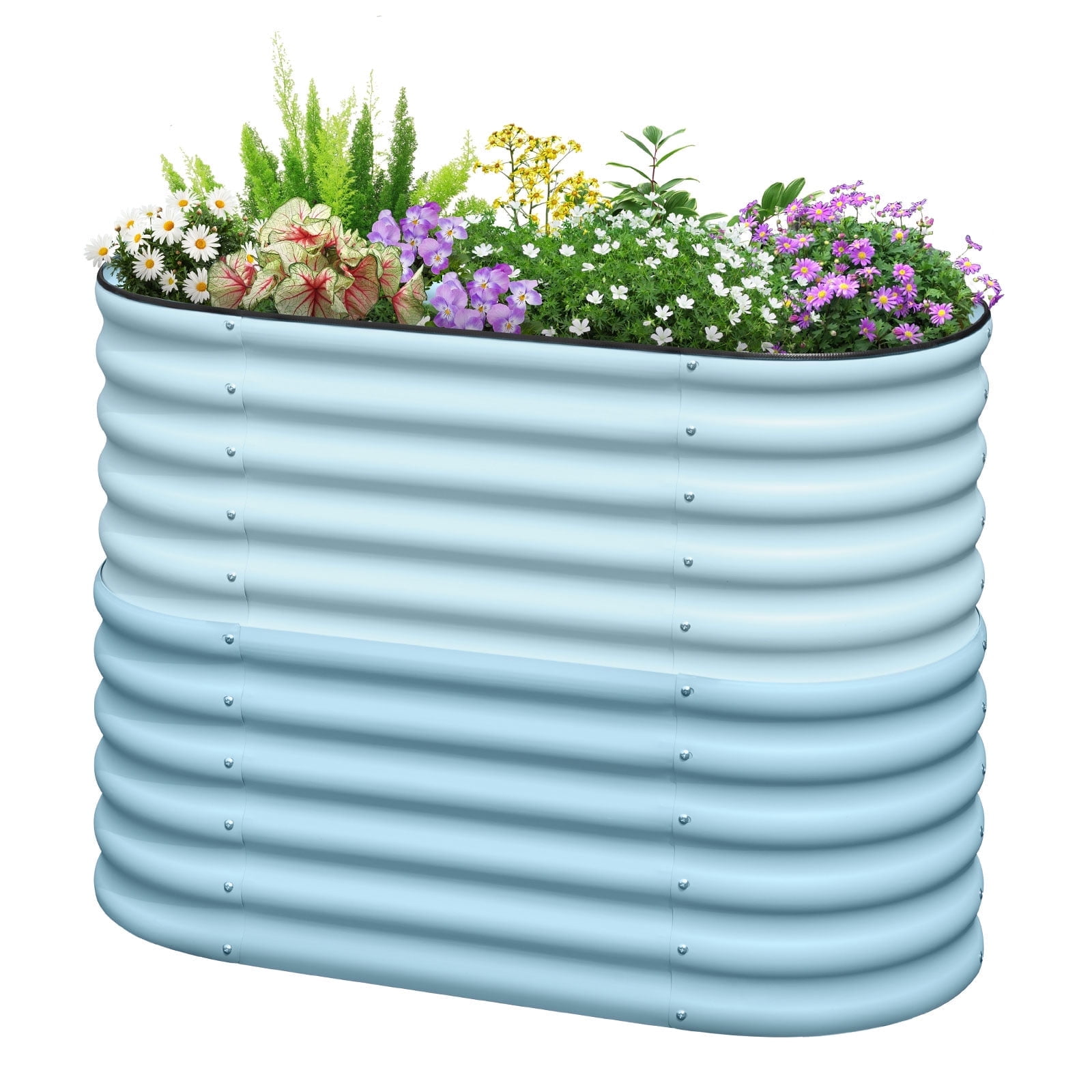 Walmart savings: KING BIRD Raised Garden Bed 2.85 ft Tall 6 in 1 Galvanized Planter Garden Box Outdoor for Gardening, Deep Root Vegetables, Flowers 47.2X23.6X34.2 in, Light Blue