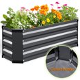 thumbnail image 1 of King Bird 3x1x1 ft Galvanized Metal Raised Garden Bed with Bottom Closed - Elevated Planter Box for Indoor, Outdoor, Patio & Balcony Gardening Dark Gray, 1 of 8