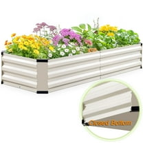 King Bird 6x2x1 ft Galvanized Metal Raised Garden Bed with Bottom Closed - Elevated Planter Box for Indoor, Outdoor, Patio & Balcony Gardening Beige