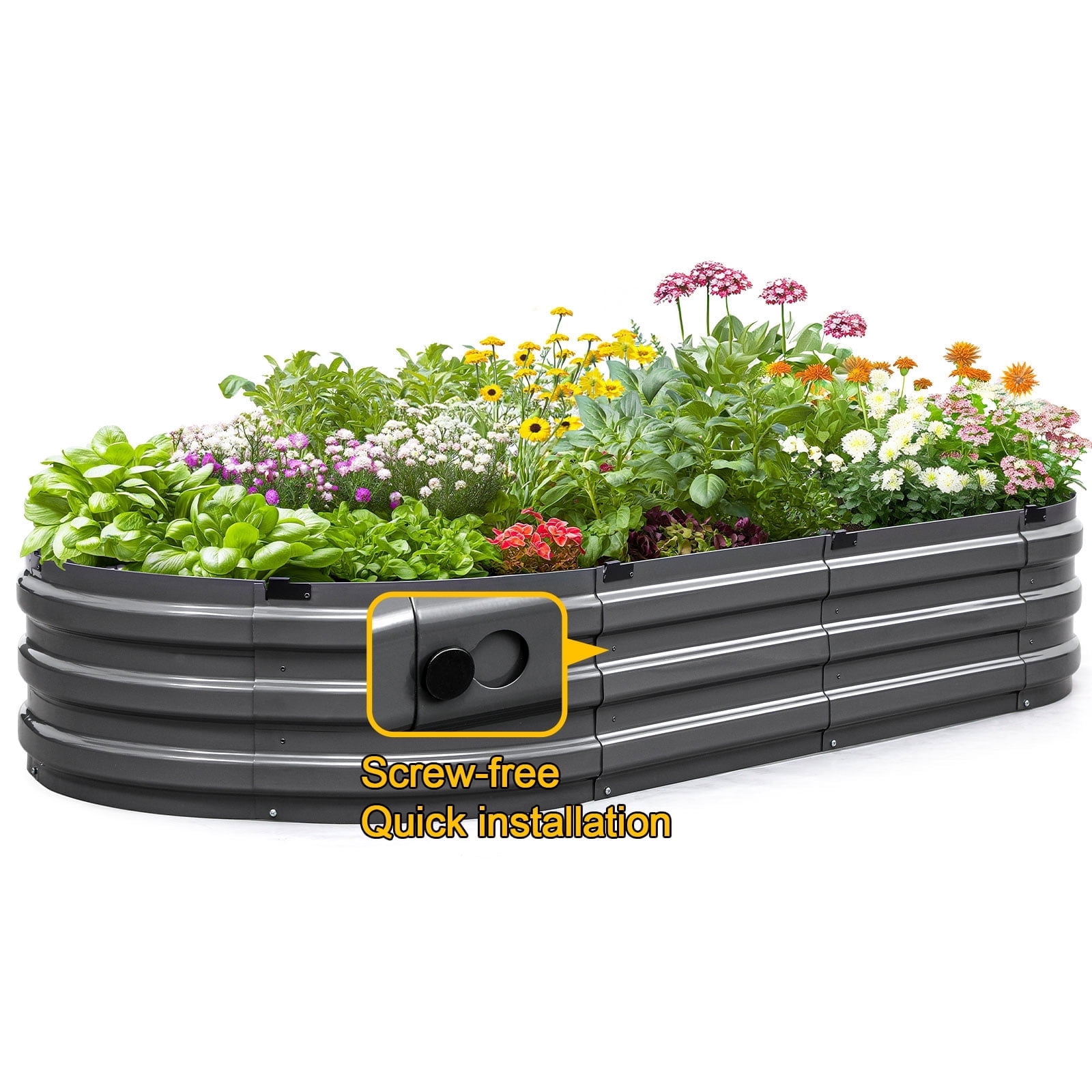 King Bird Screwless 6x3x1 ft Raised Garden Bed Galvanized Planter Box for Outdoor Gardening Dark Gray