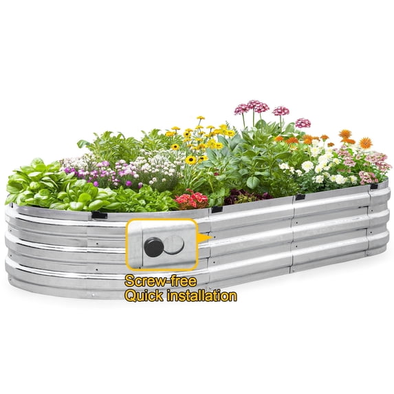 King Bird Screwless 6x3x1 ft Raised Garden Bed Galvanized Planter Box for Outdoor Gardening Dark Silver