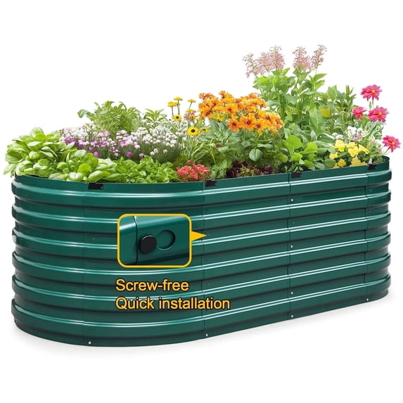 King Bird Screwless 6x3x2 ft Raised Garden Bed Heightened Galvanized Planter Box for Outdoor Gardening Green