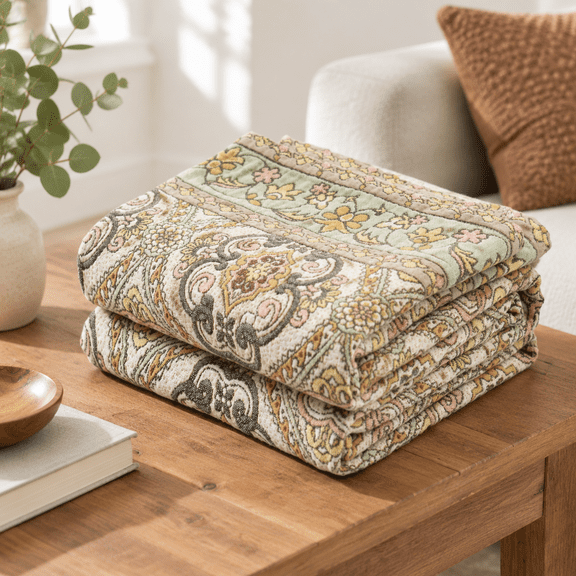 King Boho Throw Blanket Ton Breathable Skin-friendly Ultra Soft 91" X 98" Bed Quilt - Flrustic Decor Luxury Reversible For Sofa Co