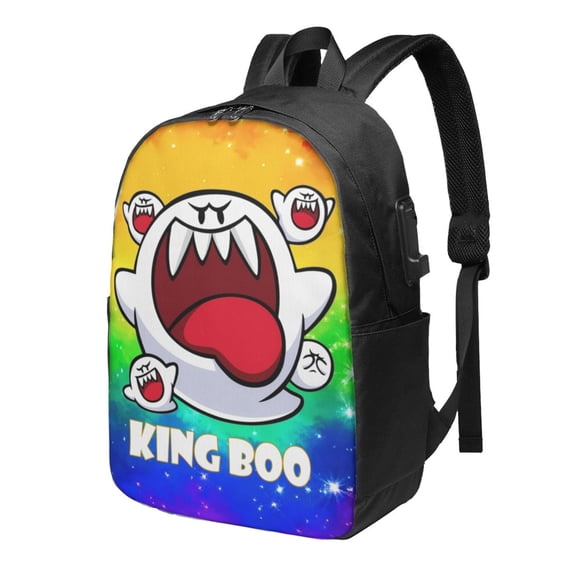 King Boo Backpack For Men Women Teen , Water Resistant Casual Daypack Fits Laptop With Usb Charging Port,17 In Bookbag For Travel,Hiking,Gift