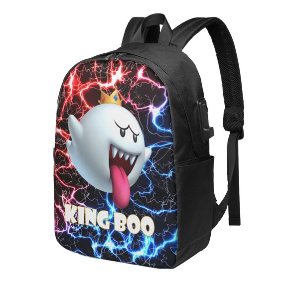 King Boo Backpack For Men Women Teen , Water Resistant Casual Daypack Fits Laptop With Usb Charging Port,17 In Bookbag For Travel,Hiking,Gift