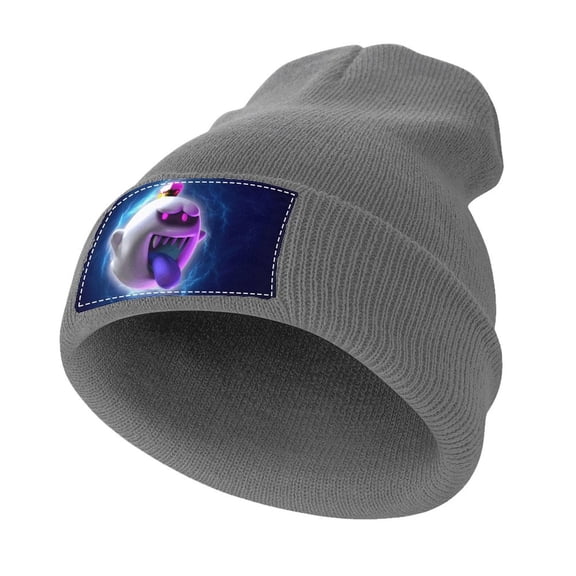 King Boo Horror Luigi's Mansion Stretchable Knitted Beanie Hat Daily Winter Warm Soft Skull Cap Gift For Men Women Charcoal-style