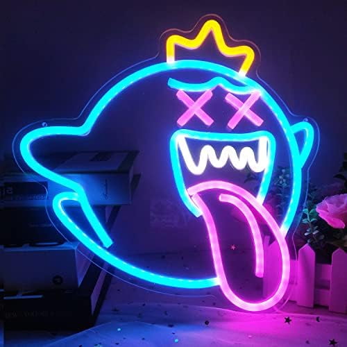 King Boo Neon Sign Ghost Led Neon Light with Dimmable Switch Gaming Neon Sign for Kids Game Room Man Cave Birthday Halloween Decor Christmas Gift$$Tools & Hardware Other