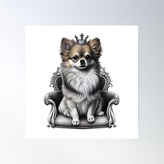 King: "Bow To The Cute: Royal Treatment With Furry Bff" Poster Wall Art, Modern Wall Decor, 24x24 UNFRAMED
