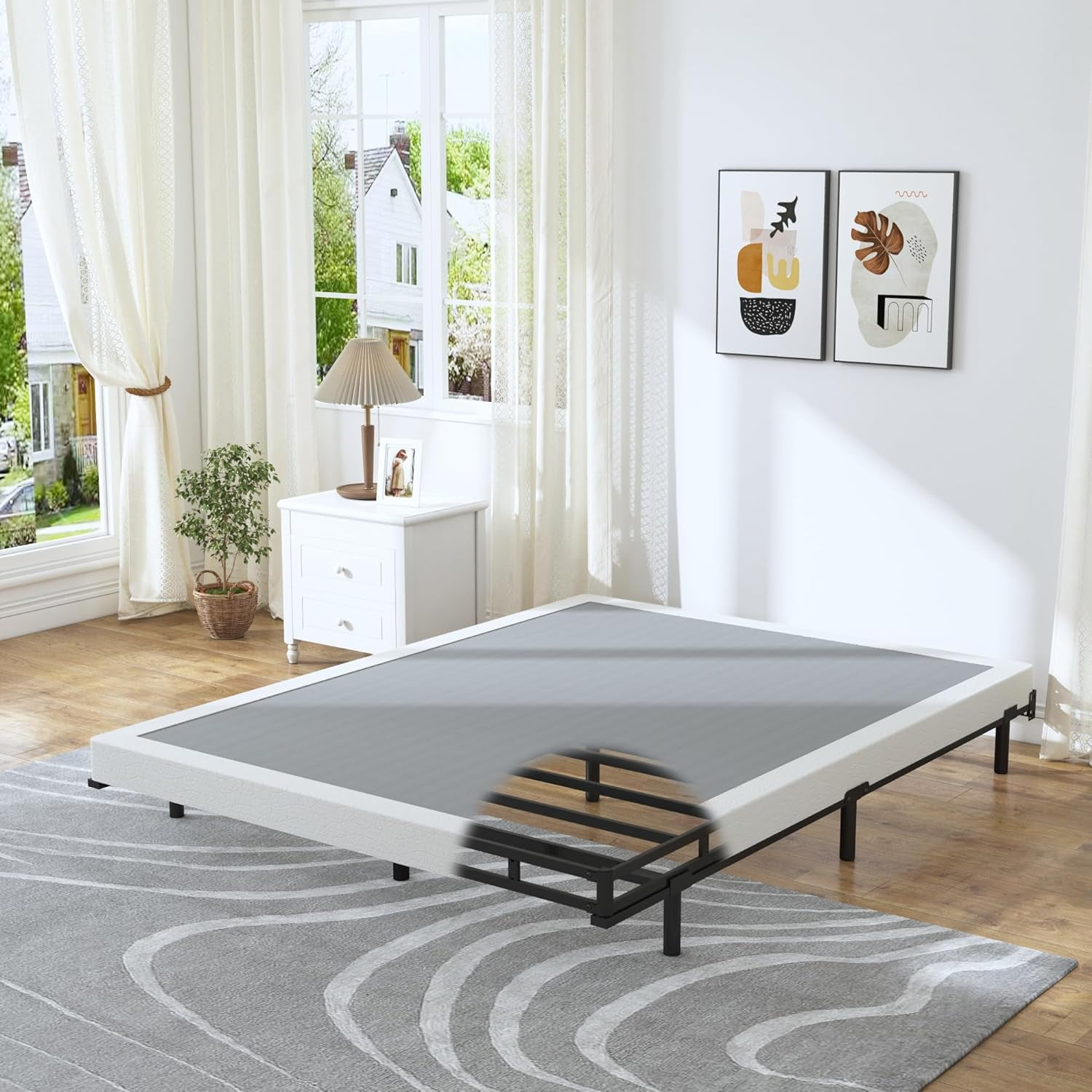 King Box Spring 4 Inch High Profile Box Spring for King Bed, Sturdy