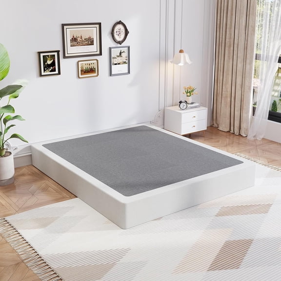 King Box Spring, 8 Inch King Size Box Spring Only, 3000 lbs Heavy Duty Metal Frame Mattress Foundation with Fabric Cover, Easy Assembly-Noise Free