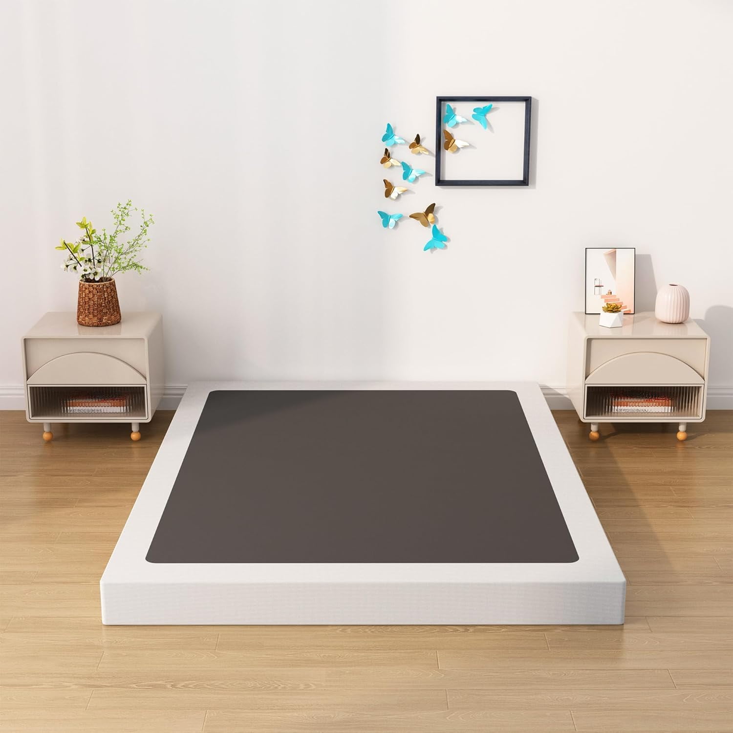King Box Spring Bed Base 4 inch, Low Profile Metal Box Spring King with ...