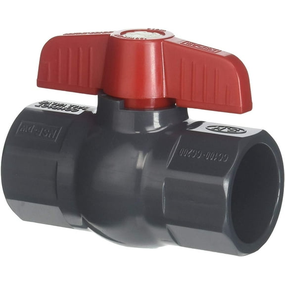 King Brothers 107-606 Pvc Schedule 80 Grey Ball Valve Solvent Weld,
