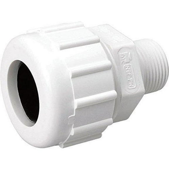 King Brothers PVC Compression Adapter - 2 In. MIPT, White, 2 Inch PVC Pipe Compression Adaptor