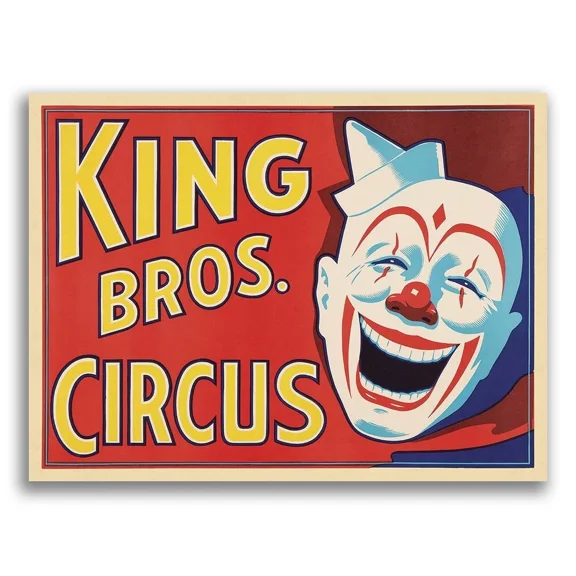 King Brothers Circus 1940S Vintage Style Laughing Clown Poster Home Decor Office Wall Art