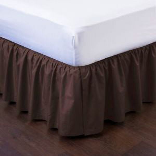 King Brown Pleated Dust Ruffled Bed Skirt Bedding Bed Dressing with