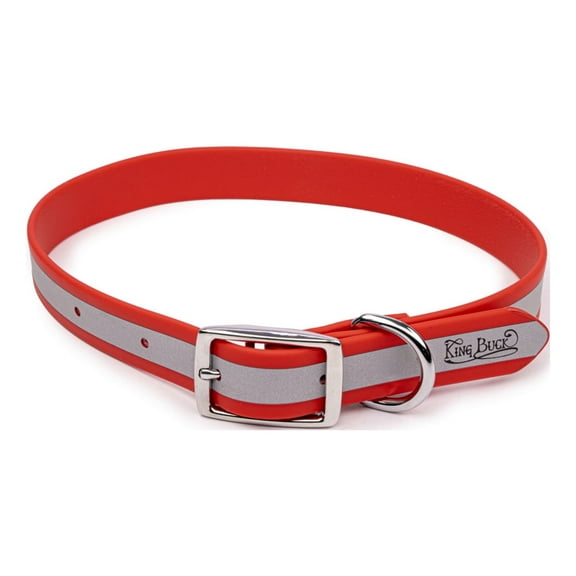 King Buck Core D Ring High Visibility Reflective Collar, Red, L/XL