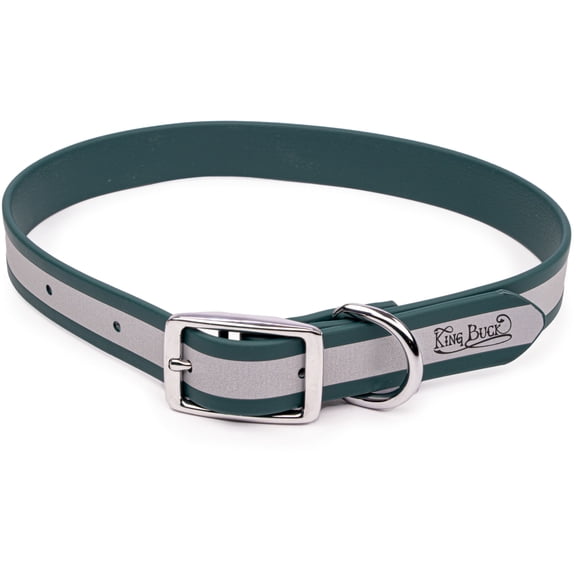 King Buck Core D Ring High Visibility Reflective Collar with Name Plate, Deep Te