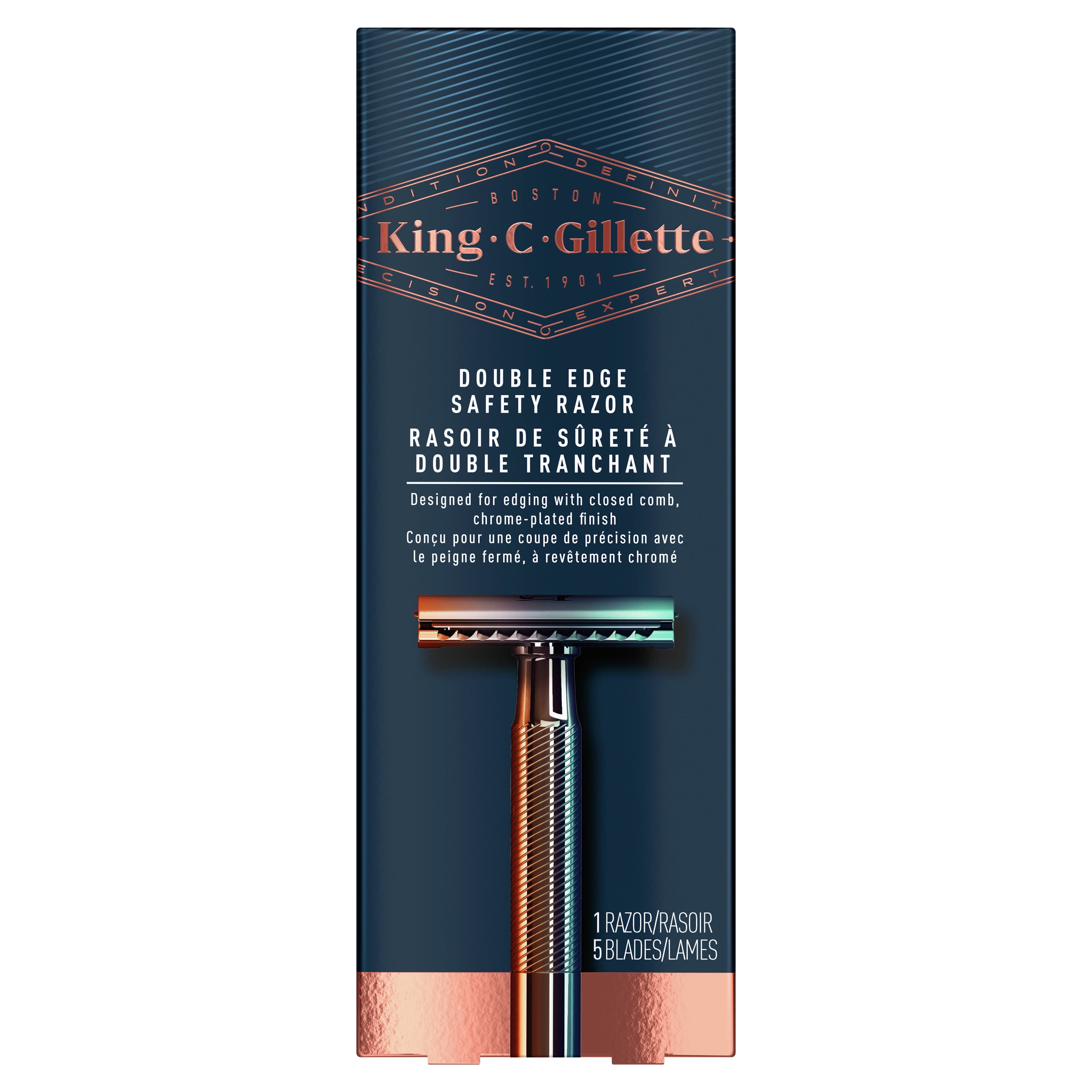 King C. Gillette Men's Double Edge Safety Razor with 5 Double Edge ...