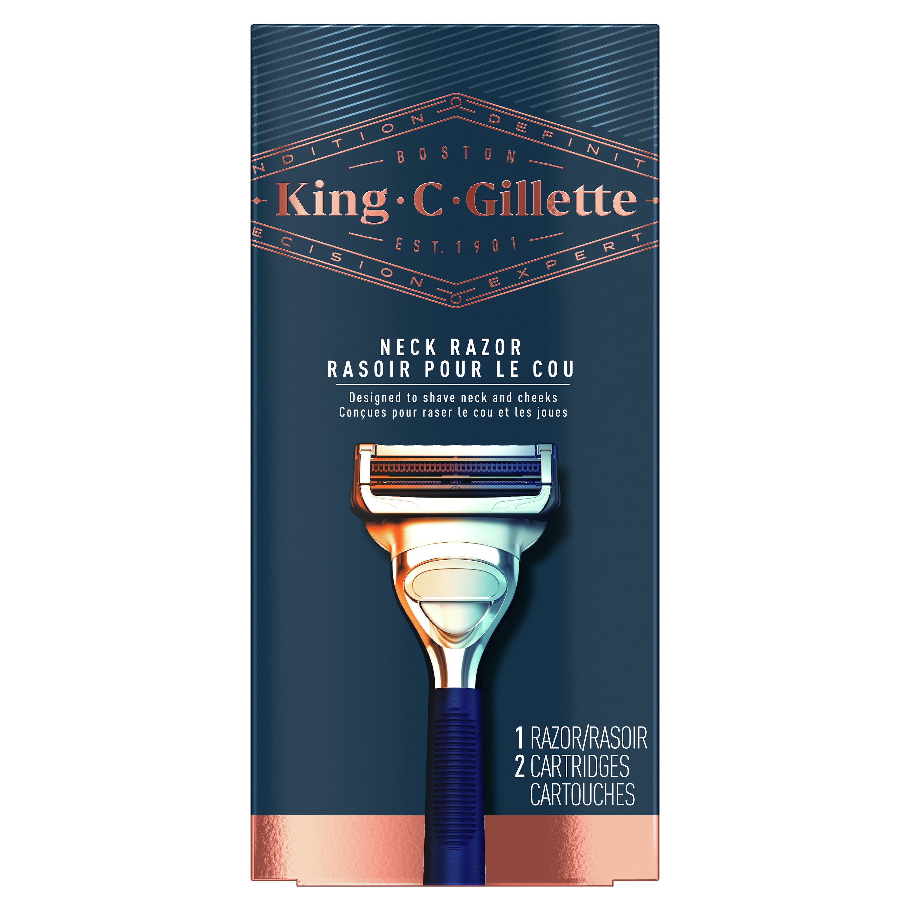 King C. Gillette Neck Razor Handle and 2 Blade Refills - image 1 of 9