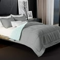 thumbnail image 1 of King/CALI King 3-Piece Lightweight Reversible Comforter Set, 1800 Thread Count, All Season Down Alternative, Duvet Insert, 1 Reversible Comforter & 2 Reversible Shams Aqua/Light Gray King/Cali King, 1 of 5