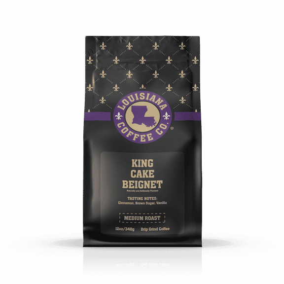 Louisiana Coffee Company: King Cake Beignet Flavored Ground Coffee, Medium Roast, 12 oz