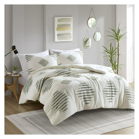 King/Cal King 3 Piece Cotton Blend Chenille Comforter Set