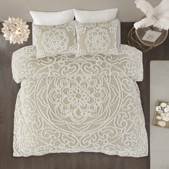 King/Cal King 3 piece Tufted Cotton duvet cover set