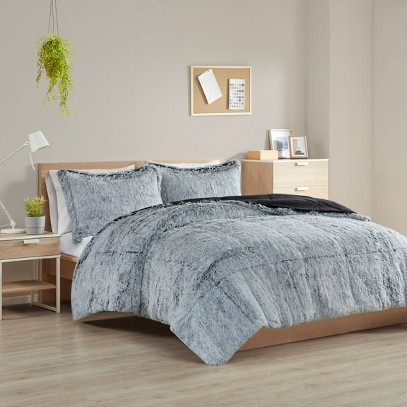 King/Cal King Shaggy Long Fur Comforter Mini Set