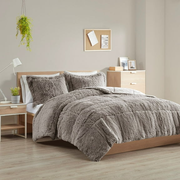 King/Cal King Shaggy Long Fur Comforter Mini Set