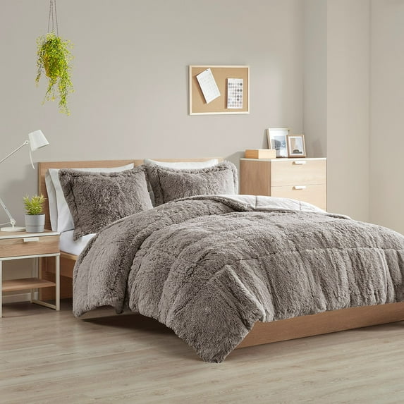 King/Cal King Shaggy Long Fur Comforter Mini Set