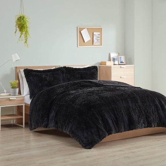King/Cal King Shaggy Long Fur Comforter Mini Set