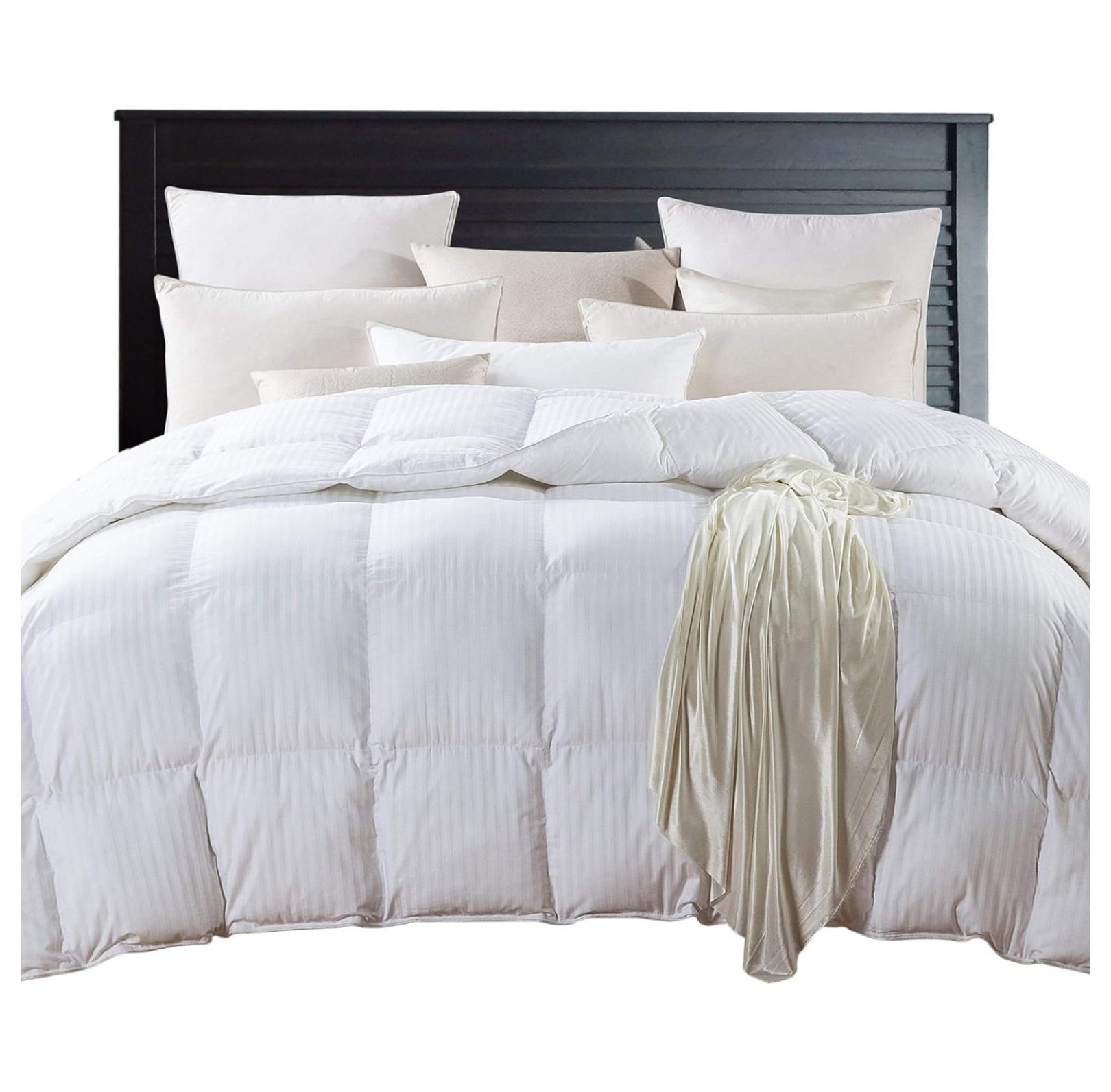 King/Cal King Size Super Luxurious White Damask Stripe 1200 Thread