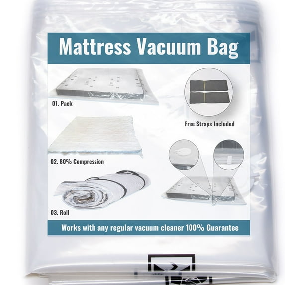 (King/California King) Mattress Vacuum Bag for Moving,Shipping/Returns. Compress Mattress to 1/8 of its Size. Double Zip Seal & Leakproof Valve. Huge/Jumbo Mattress Bag for Moving…