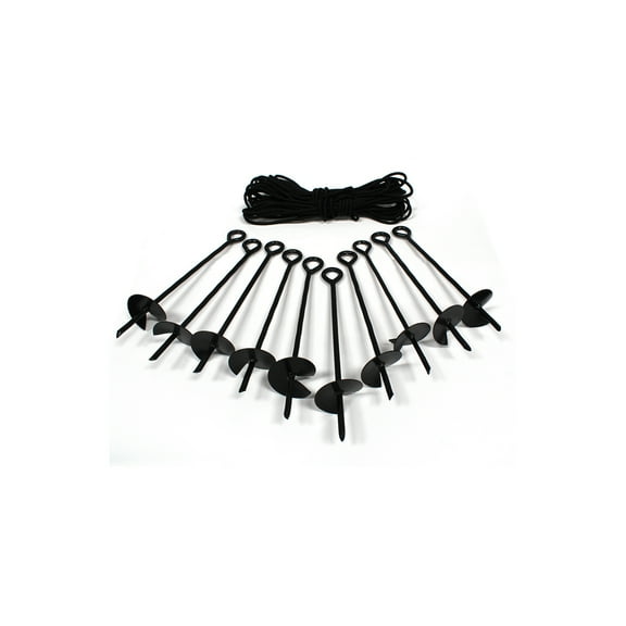 King Canopy 10-Piece Anchor Kit, 15-inch Auger Style w/Rope, Black