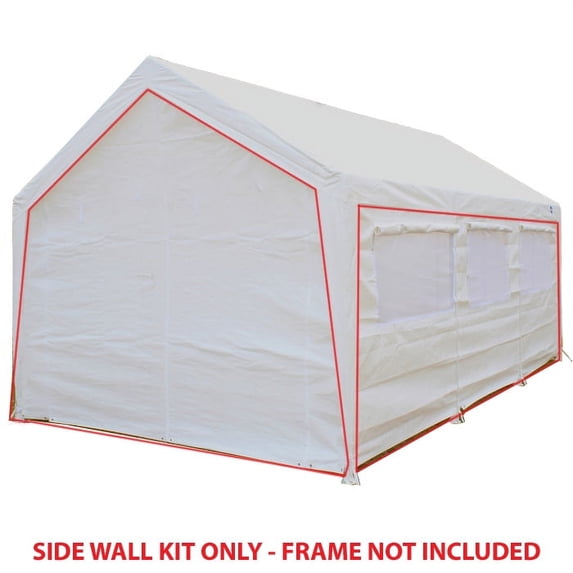 King Canopy 12 ft x 20 ft Carport Canopy Sidewall Kit w/ Flaps and Bug Screen Windows