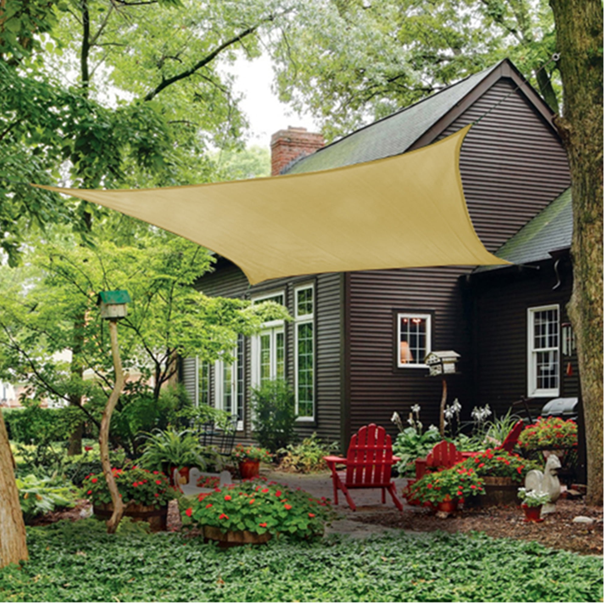 King Canopy 16ft Quadrilateral Sun Shade Sail, Square, Sand Color