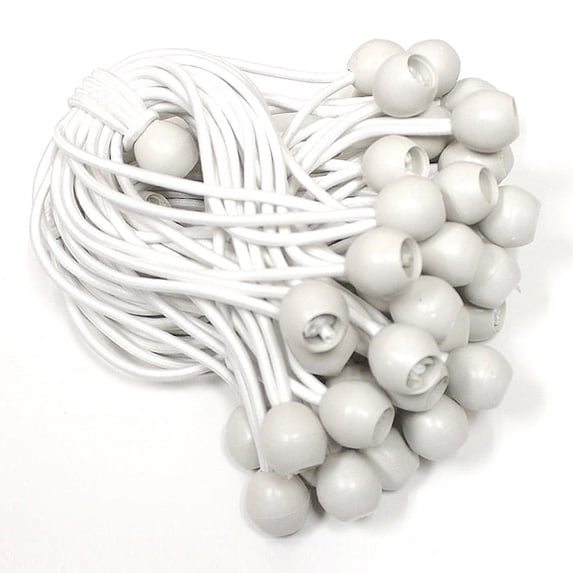 King Canopy 8 inch White Ball Bungee Strap - 25 Pack