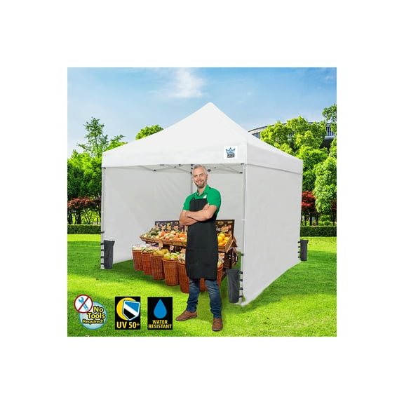 King Canopy Ares 10'x10' Instant Pop up Canopy Booth, 1 1/2 Inch Leg, Steel Frame, White