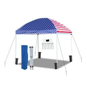 King Canopy Easy Shut 8'x8' Instant Pop up Canopy with Weight Bags, Guy Ropes and Stakes, Fiberglass Rod, Dome Roof, USA
