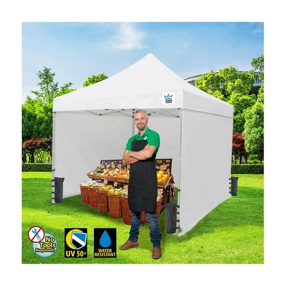 King Canopy Festival 10'x10' Instant Pop up Canopy with Side Walls and Weight Bags , 1 in. Steel Frame, White