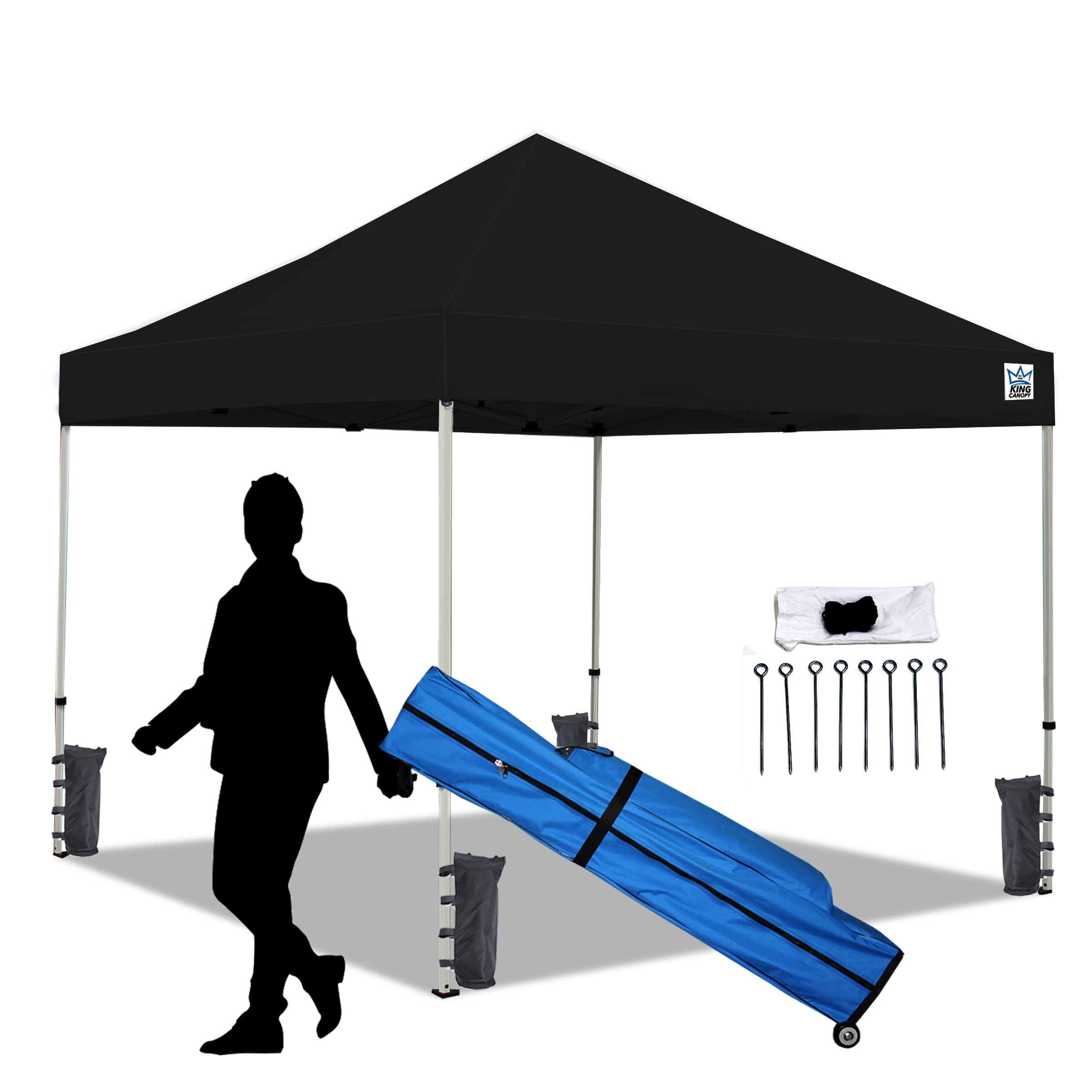 Black 10ft x 10ft Alloy Steel Pop-Up Canopy with Weight Bags