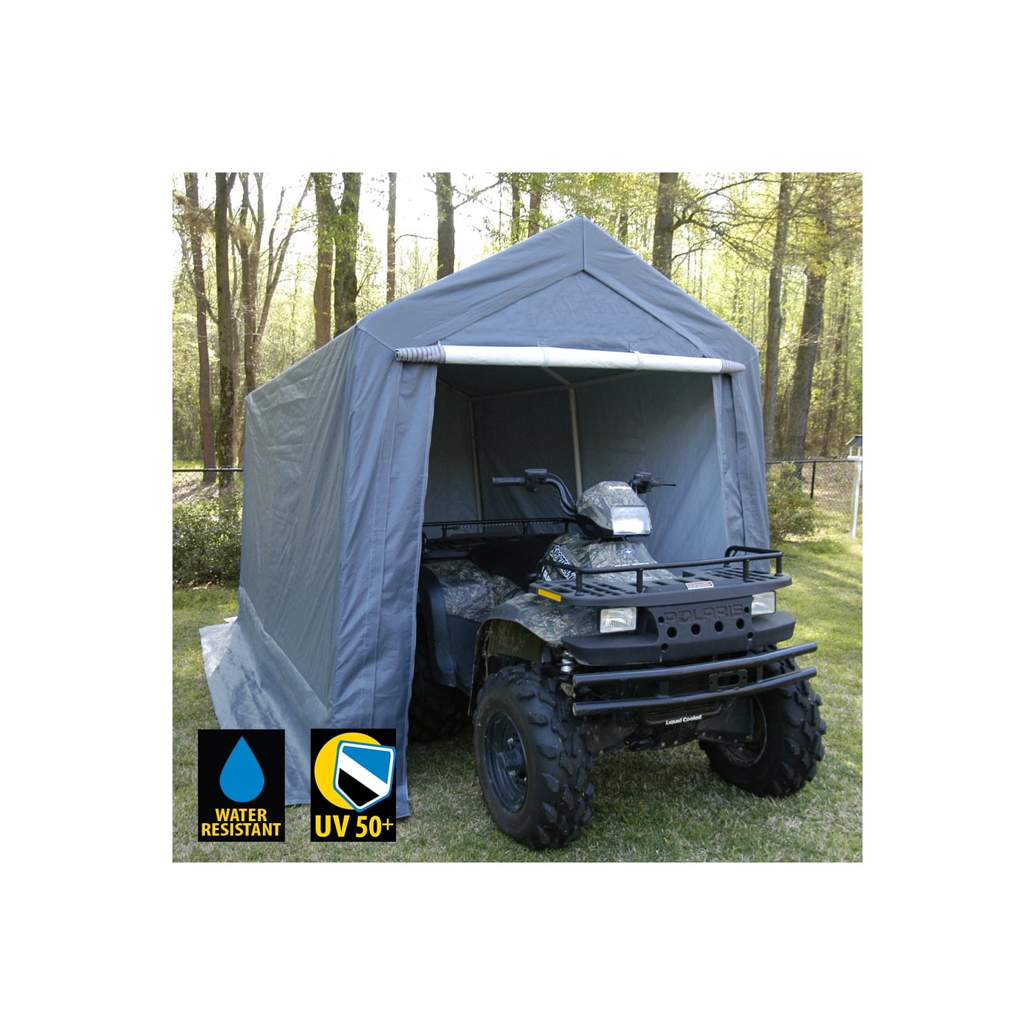 King Canopy Storage Shed 7ft x 12ft , 1.5-inch Steel Frame, 6-Leg, Grey
