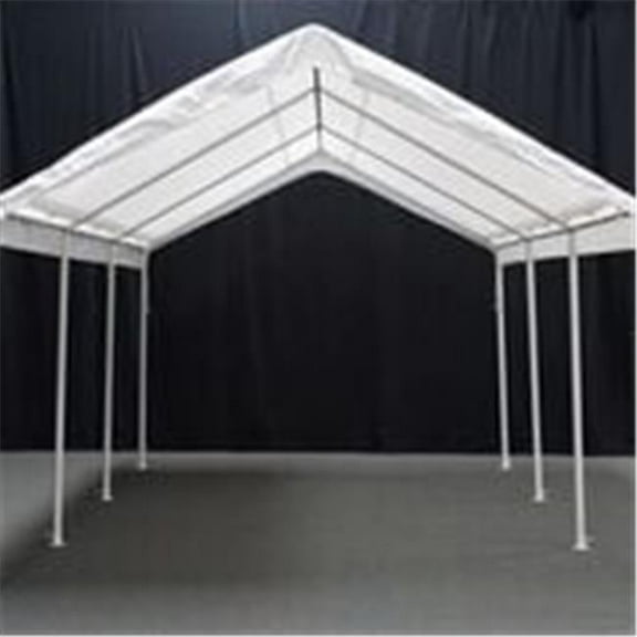 King Canopy Hercules 10-Feet by 20-Feet, 2-Inch Hammertone Steel Frame w/ buttons, 8-Leg, Carport, White