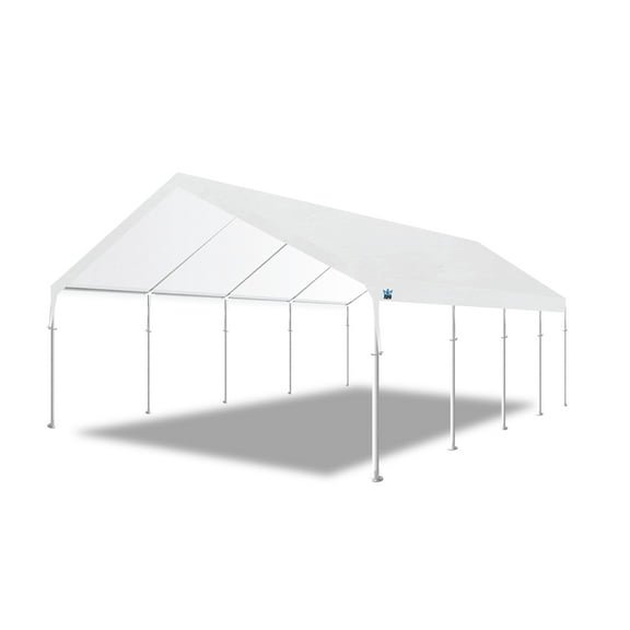 King Canopy  Hercules 18ft x 27ft, 2in Hammertone Steel Frame w/ buttons, 10-Leg, Carport, White