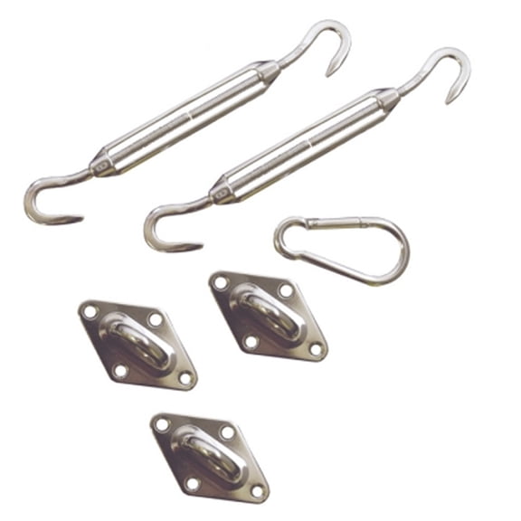 King Canopy Sun Shade Sail Triangle Hardware Kit for Installation, Turnbuckle is 8-Inch closed 11-Inch open, Stainless Steel