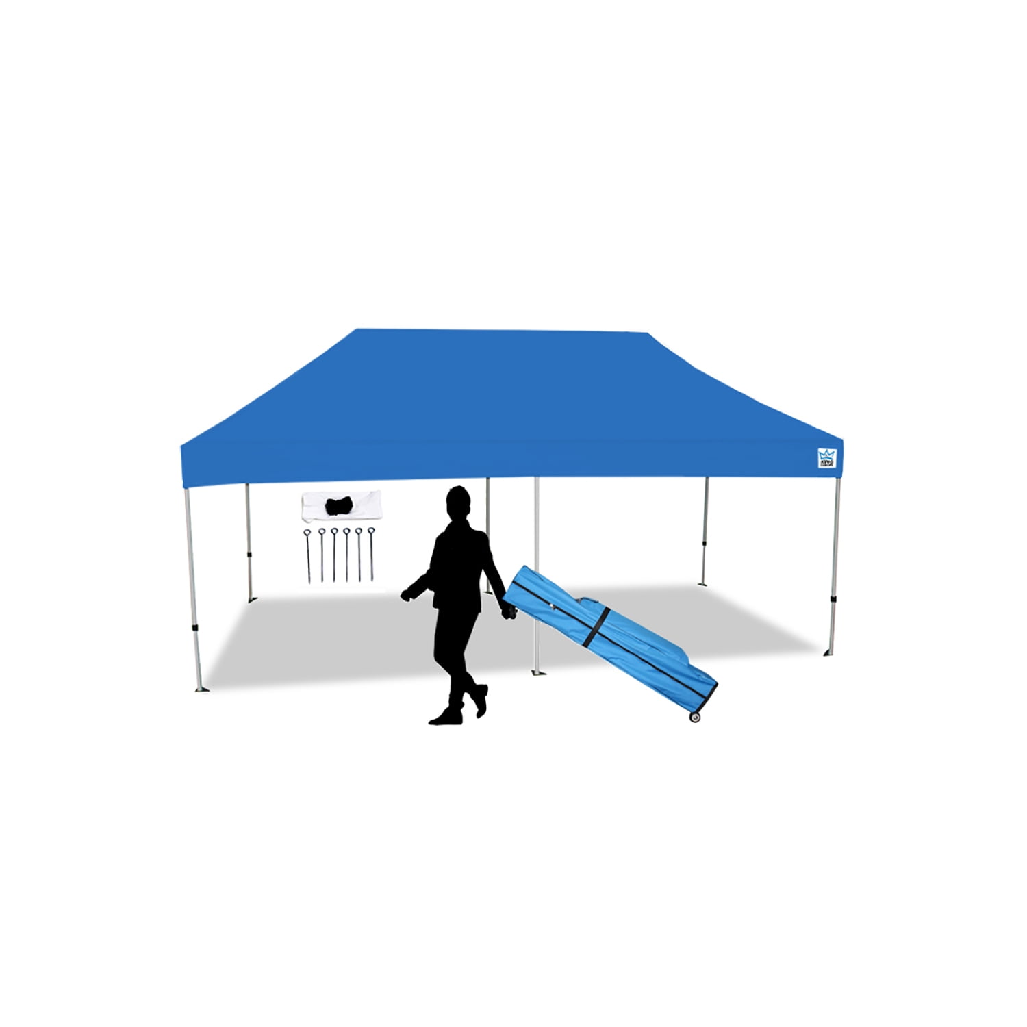 King Canopy 10ft x 20ft Blue Polyester Pop-Up Tent with White Aluminum Frame