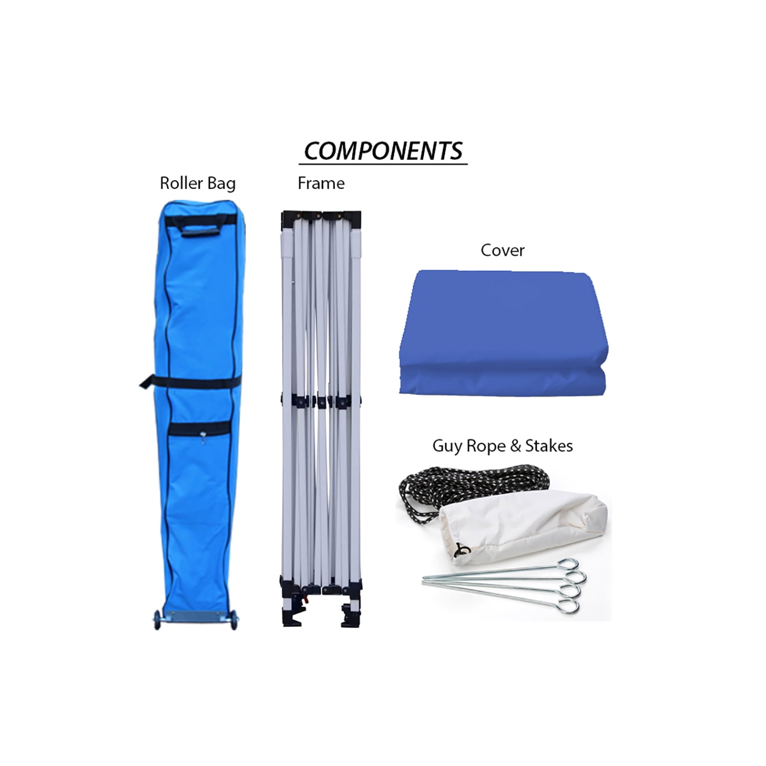 King Canopy 10ft x 20ft Blue Polyester Pop-Up Tent with White Aluminum Frame
