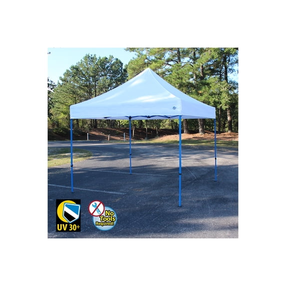 King Canopy Tuff Tent 10-Feet by 10-Feet Instant Pop up , 1-Inch Blue Aluminum Frame, Guy Ropes and Stakes, White Cover